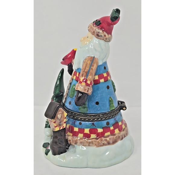 Vintage Ceramic Hinged Trinket Box Santa and Tree Holiday Decoration PB194 - Picture 2 of 7